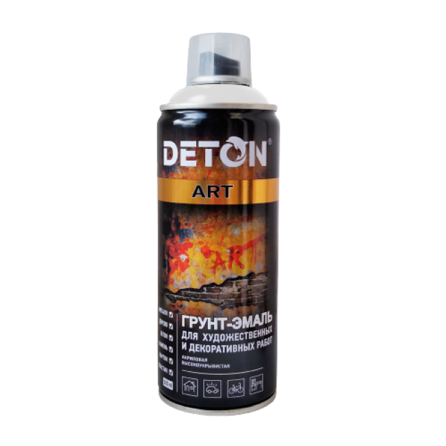 Deton 用于艺术和装饰作品的底漆珐琅 DETON ART，白色光泽，气雾剂 520 毫升 DTN-A70672 图片 – 塔什干 | carpaint.kz