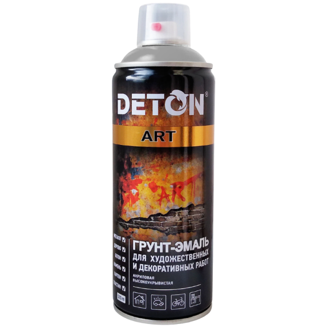 Deton 用于艺术和装饰作品的底漆珐琅 DETON ART 黑色，哑光，气雾剂 520 毫升 DTN-A70668 图片 – 塔什干 | carpaint.kz