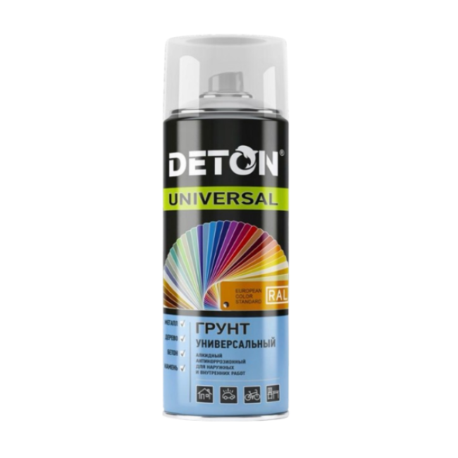Deton 醇酸底漆 DETON UNIVERSAL - 浅灰色，防风雨，气雾剂，520 毫升 DTN-A46791 图片 – 塔什干 | carpaint.kz