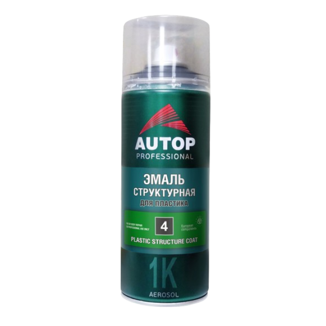 AUTOP №4 - Эмаль структурная для пластика - Серая крупная - Аэрозоль, 520 мл АТР-А07798 – купить в Ташкент | Autop | carpaint.kz